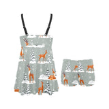 Beautiful deers Winter Christmas Chest Sexy Pleated Two Piece Swim Dress