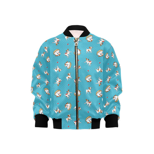 Jack Russel Pattern Print Design 03 Kids' Boys' Girls' Bomber Jacket