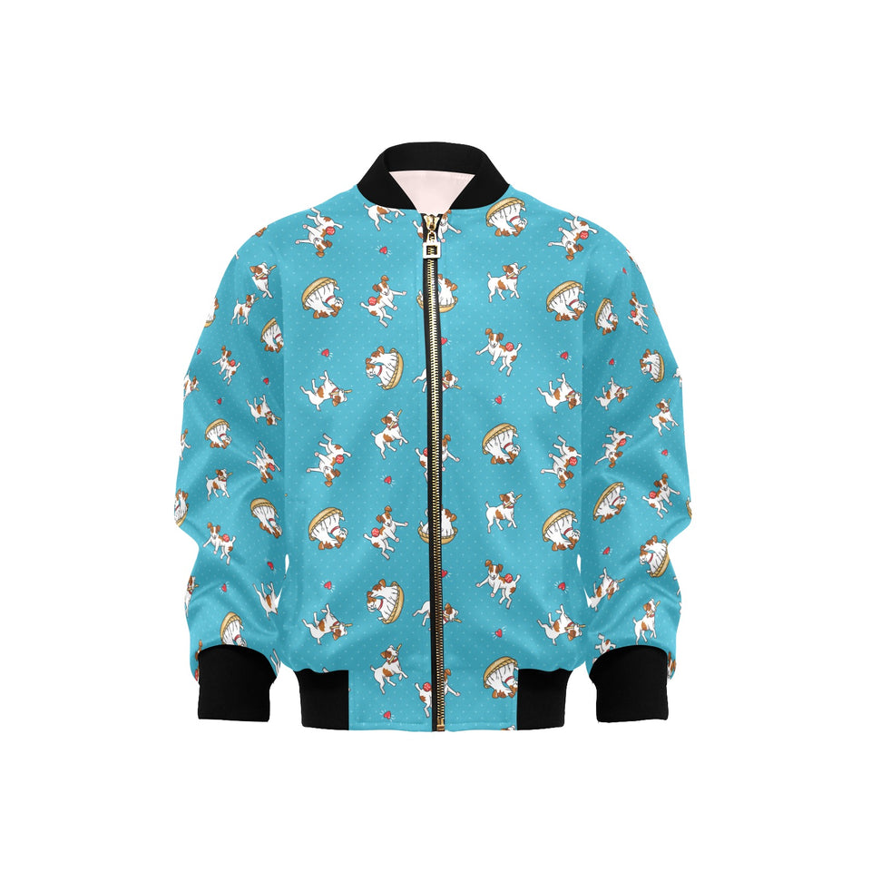 Jack Russel Pattern Print Design 03 Kids' Boys' Girls' Bomber Jacket