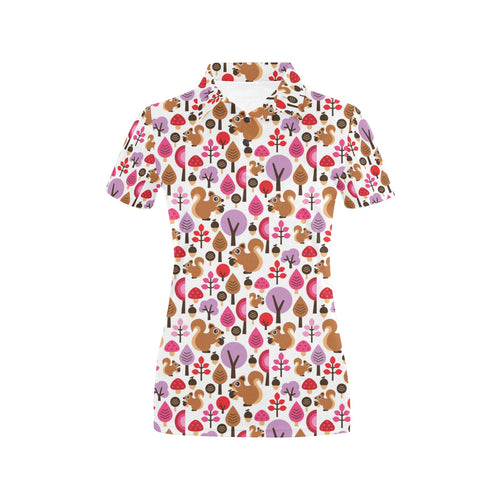 Squirrel Pattern Print Design 02 Women's All Over Print Polo Shirt