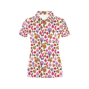 Squirrel Pattern Print Design 02 Women's All Over Print Polo Shirt