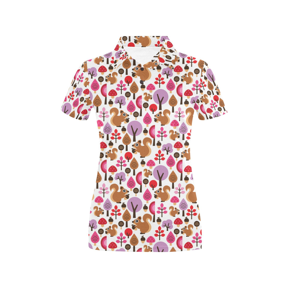 Squirrel Pattern Print Design 02 Women's All Over Print Polo Shirt