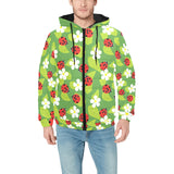 Ladybug Pattern Print Design 01 Men's Padded Hooded Jacket