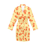 Goldfish Pattern Print Design 02 Women's Long Sleeve Belted Night Robe