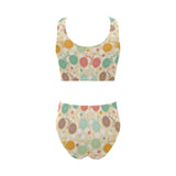 Bicycle Pattern Print Design 01 Chest Bowknot High Waisted Bikini Swimsuit