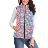 Blue Red Eiffel Tower Pattern Print Design 02 Women's Padded Vest