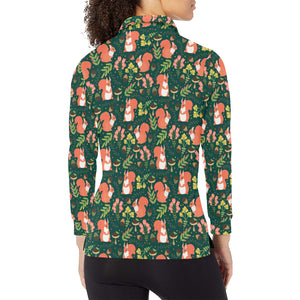 Squirrel Pattern Print Design 03 Women's Long Sleeve Polo Shirt
