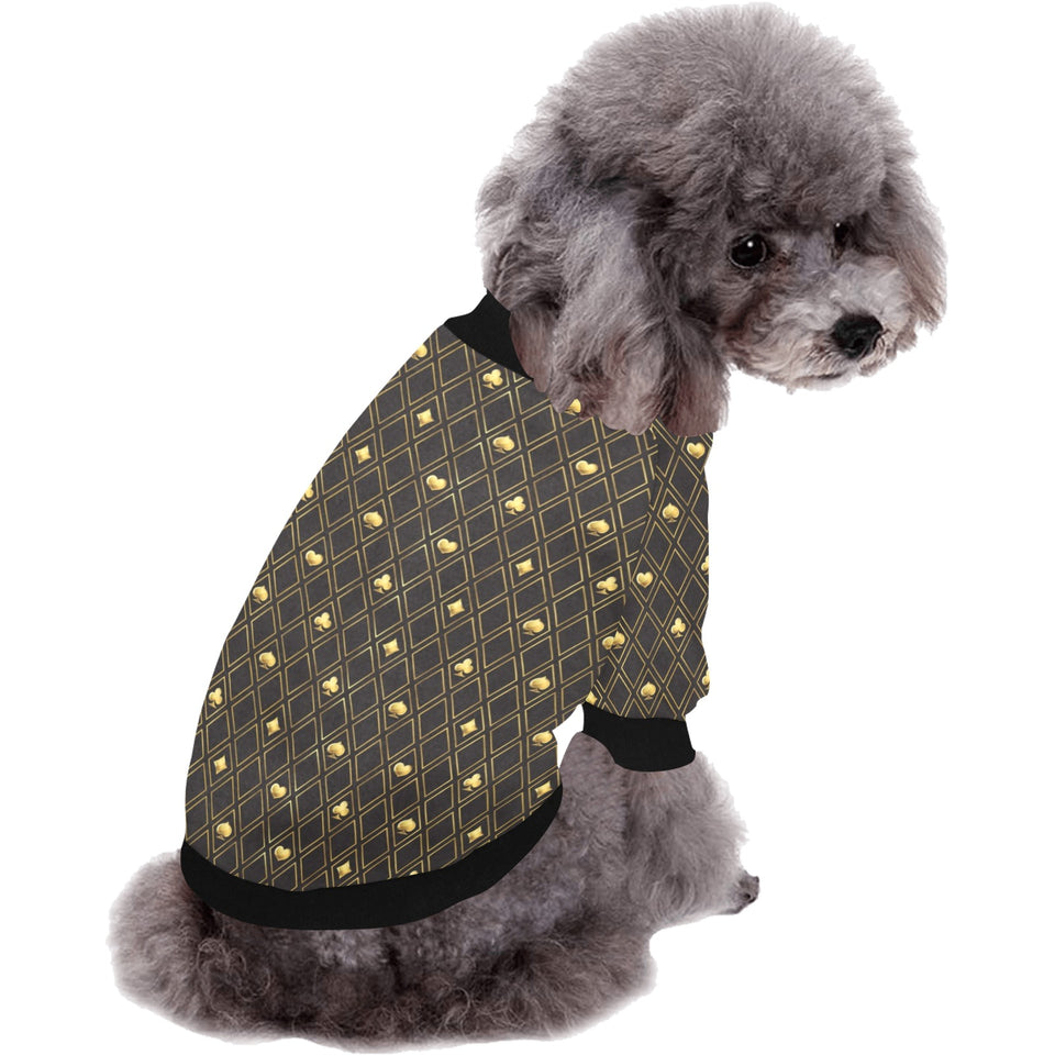 Casino Cards Suits Pattern Print Design 01 All Over Print Pet Dog Round Neck Fuzzy Shirt