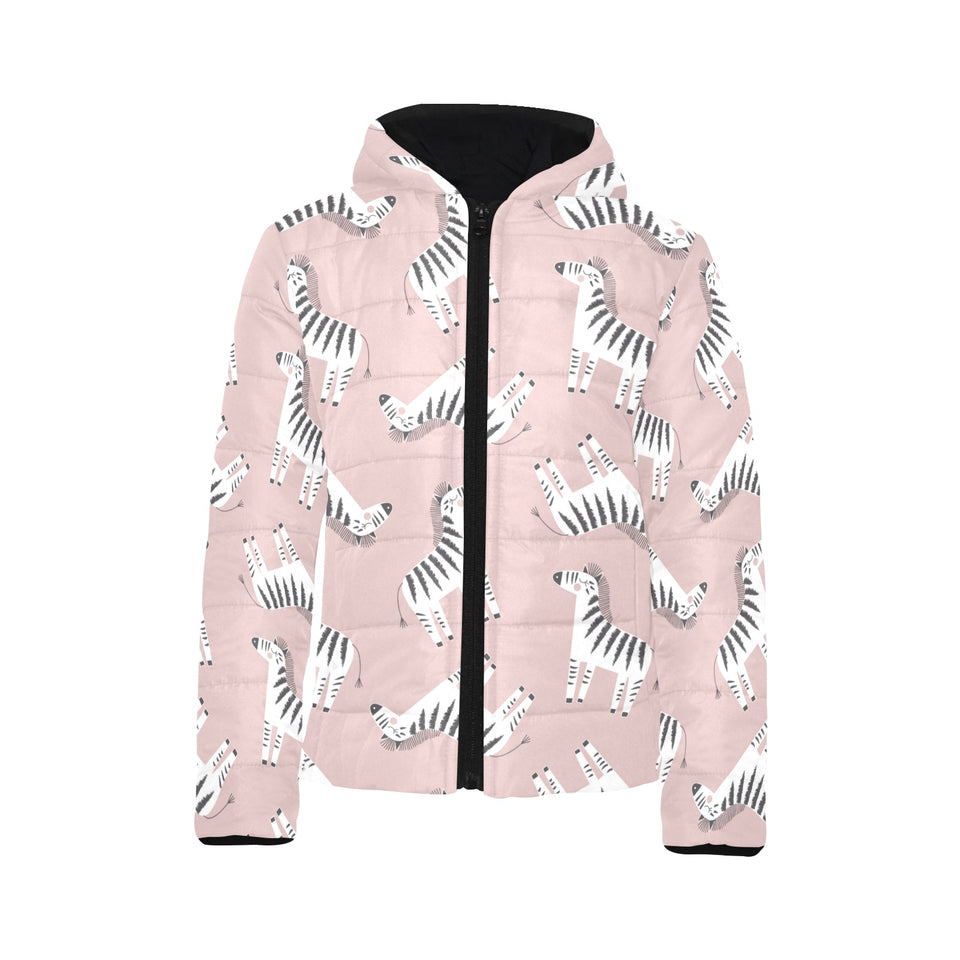 Cute zebra pattern Kids' Boys' Girls' Padded Hooded Jacket