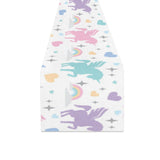 colorful unicorn rainbow heart pattern Table Runner