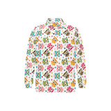 Color cute owl pattern Men's Long Sleeve Polo Shirt