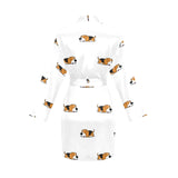 Cute beagle dog sleeping pattern Women's Long Sleeve Belted Night Robe