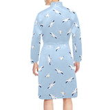 Seagull Pattern Print Design 02 Men's Long Sleeve Belted Night Robe