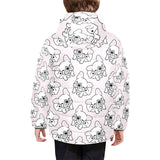 Cute french bulldog pattern Kids' Boys' Girls' Padded Hooded Jacket