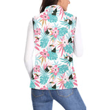 Toucan tropical flower leave pattern Women's Padded Vest