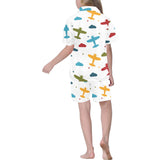 Airplane star cloud colorful Kids' Boys' Girls' V-Neck Short Pajama Set