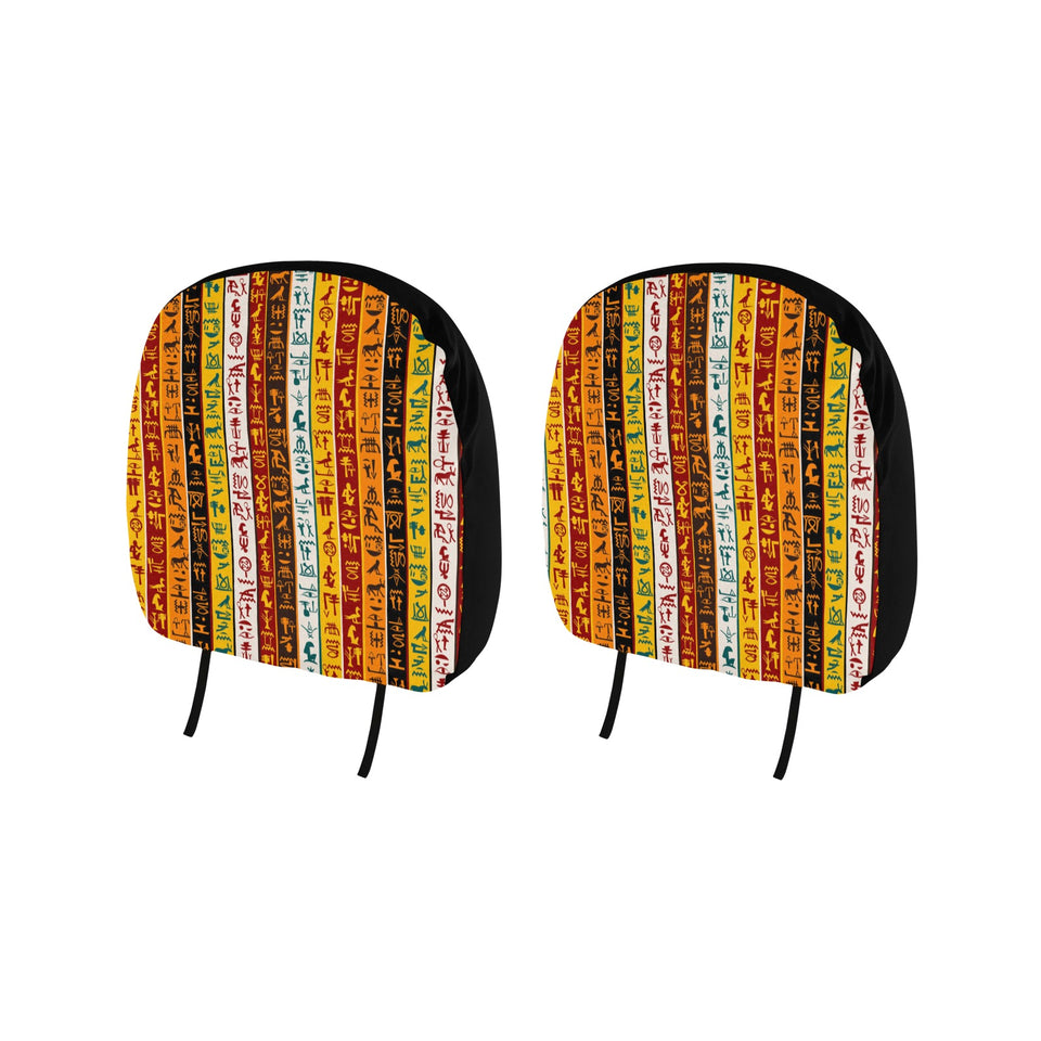 Egypt Hieroglyphics Pattern Print Design 01 Car Headrest Cover