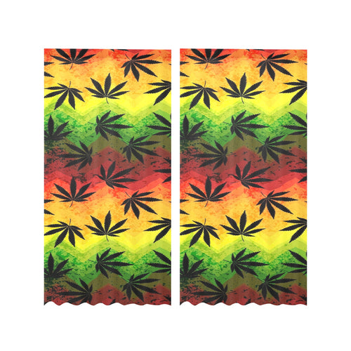 Canabis Marijuana Weed Pattern Print Design 03 Gauze Curtain