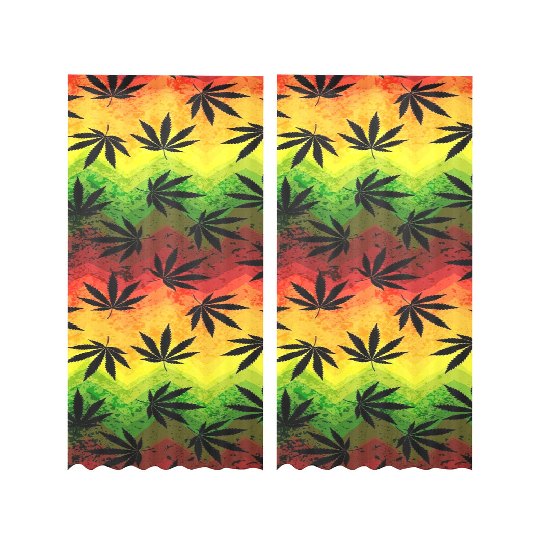 Canabis Marijuana Weed Pattern Print Design 03 Gauze Curtain