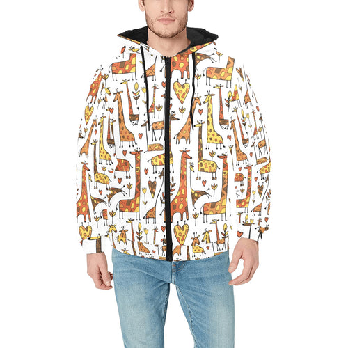 Giraffe Pattern Print Design 04 Men's Padded Hooded Jacket