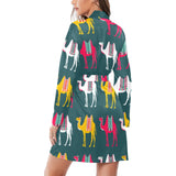 Camel pattern Women's Long Sleeve Belted Night Robe