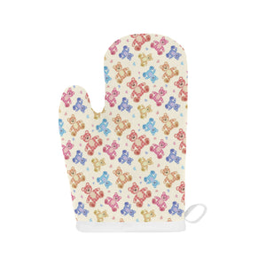 Teddy Bear Pattern Print Design 05 Heat Resistant Oven Mitts