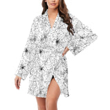 Spider web cobweb pattern Women's Long Sleeve Belted Night Robe
