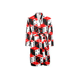 Dice Pattern Print Design 02 Men's Long Sleeve Belted Night Robe