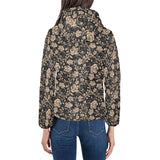 Rose Pattern Print Design 04 Women's Padded Hooded Jacket
