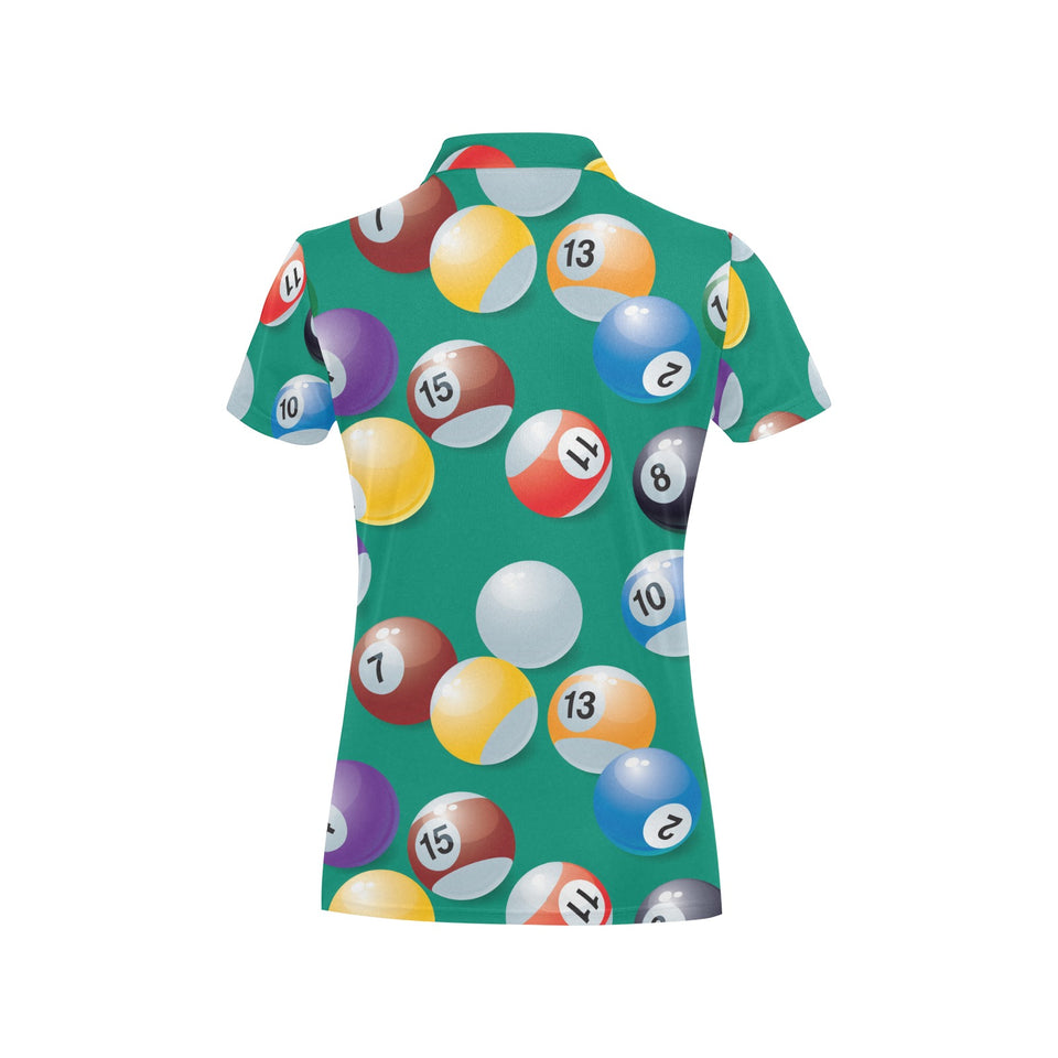 Billiard Ball Pattern Print Design 01 Women's All Over Print Polo Shirt