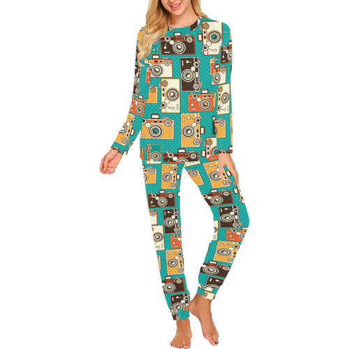 Camera Pattern Print Design 03 Women's All Over Print Pajama Set