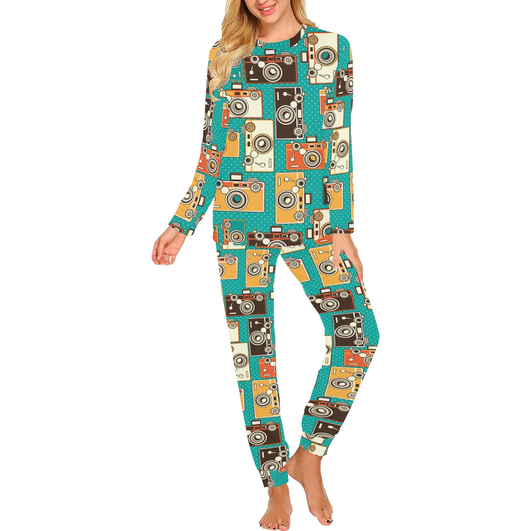 Camera Pattern Print Design 03 Women's All Over Print Pajama Set