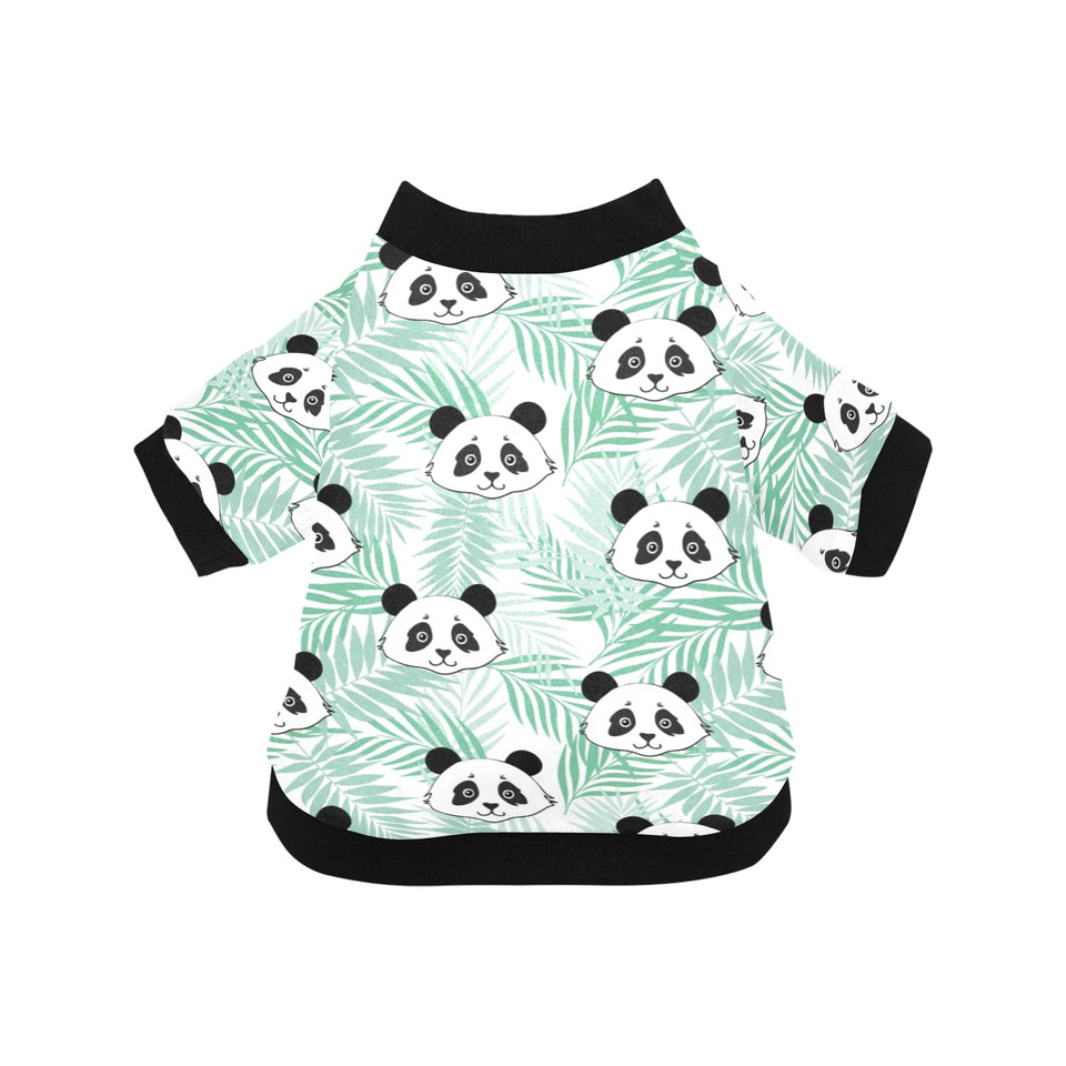 Panda pattern tropical leaves background All Over Print Pet Dog Round Neck Fuzzy Shirt