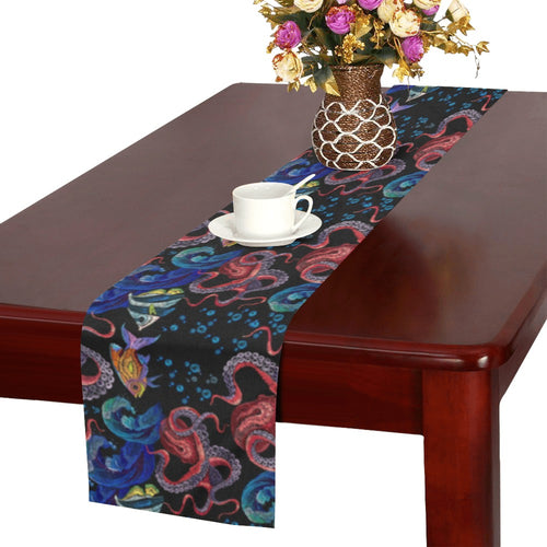 Octopus sea wave tropical fishe pattern Table Runner