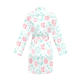 Clock time pattern blackground Women's Long Sleeve Belted Night Robe