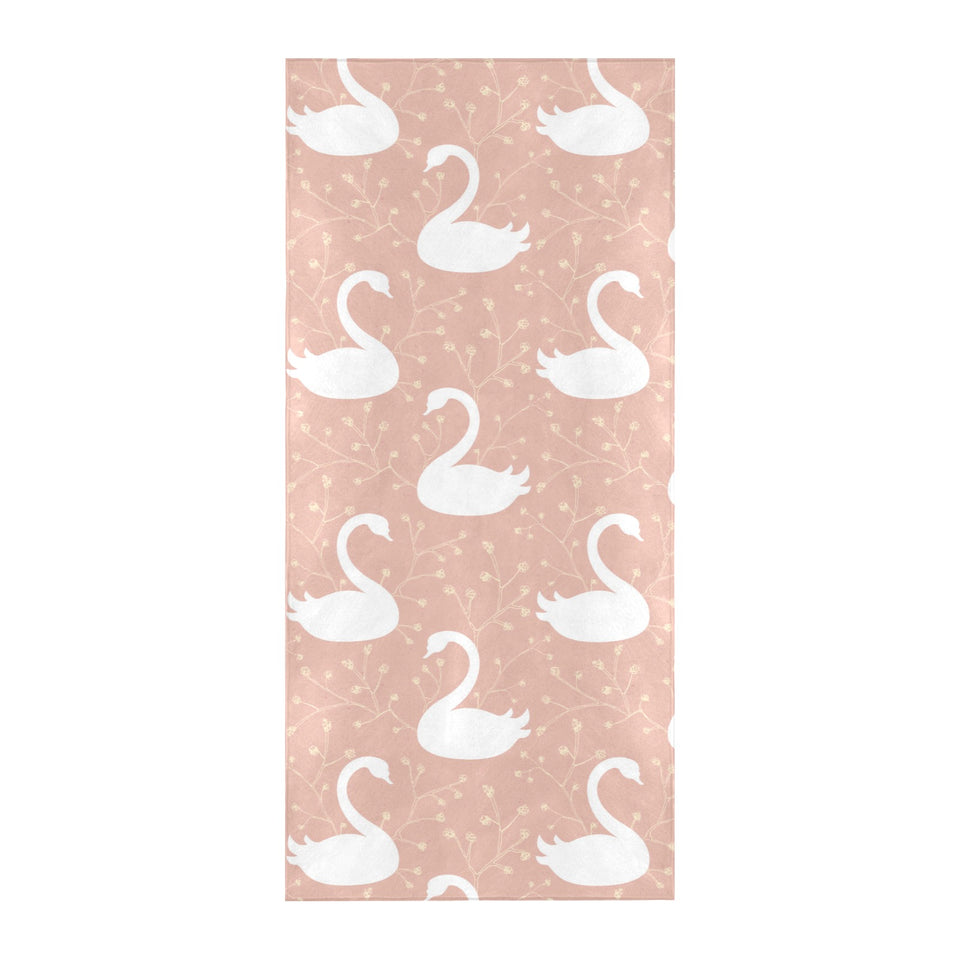 Swan flower light pink background Beach Towel