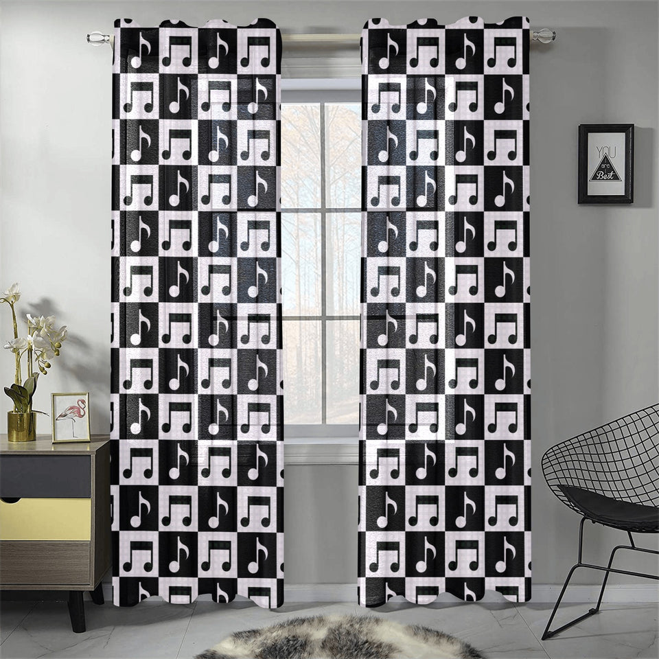 Music Notes Pattern Print Design 01 Gauze Curtain