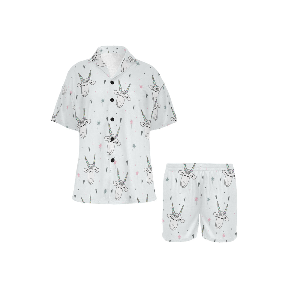 Cute goat design pattern Women's V-Neck Short Pajama Set