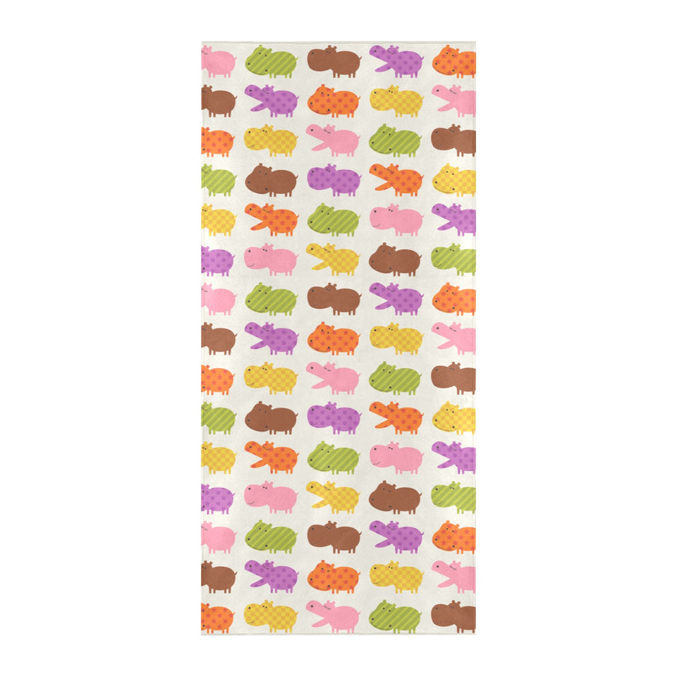 Hippopotamus Pattern Print Design 01 Beach Towel