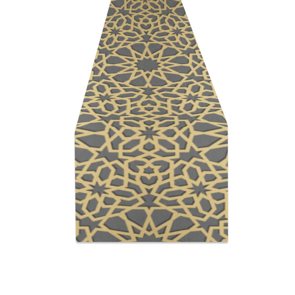 arabic star gold pattern Table Runner