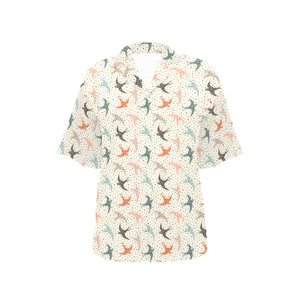 Swallow Pattern Print Design 02 Women's All Over Print Hawaiian Shirt