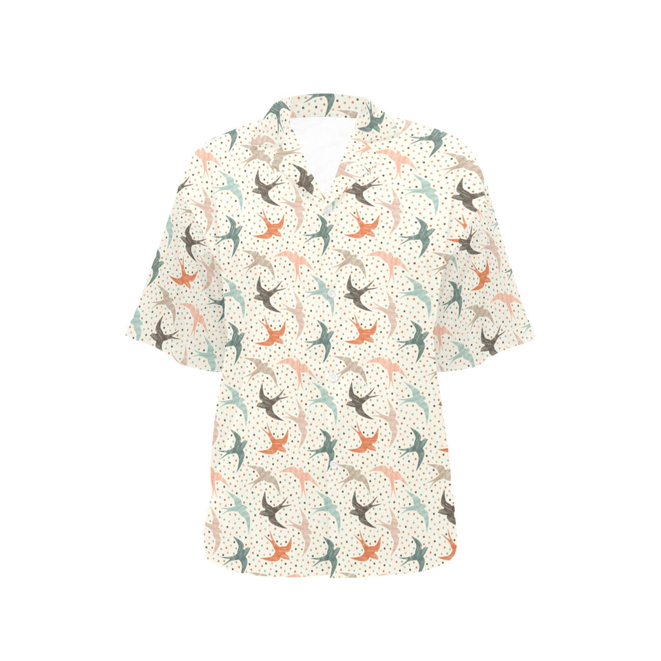 Swallow Pattern Print Design 02 Women's All Over Print Hawaiian Shirt