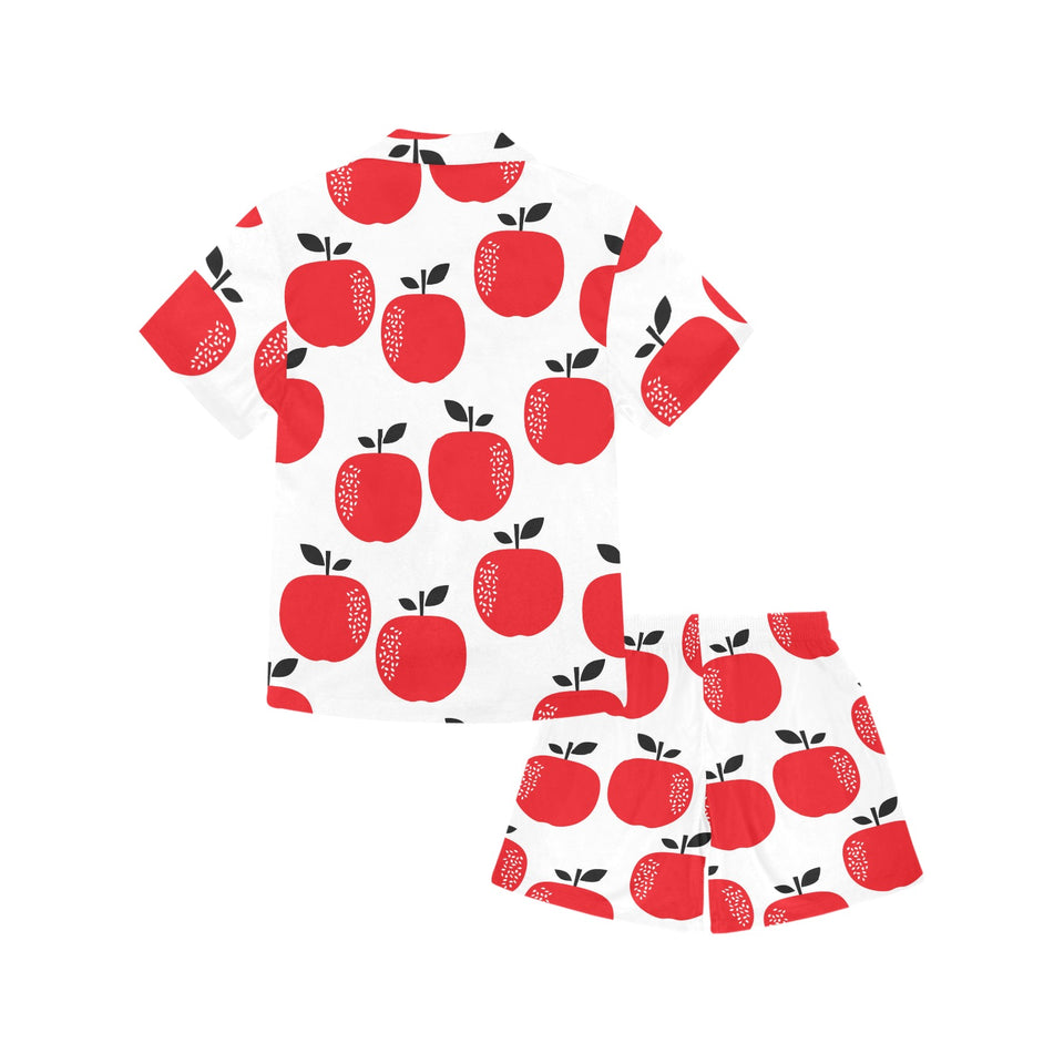 red apples white background Kids' Boys' Girls' V-Neck Short Pajama Set