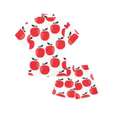 red apples white background Kids' Boys' Girls' V-Neck Short Pajama Set