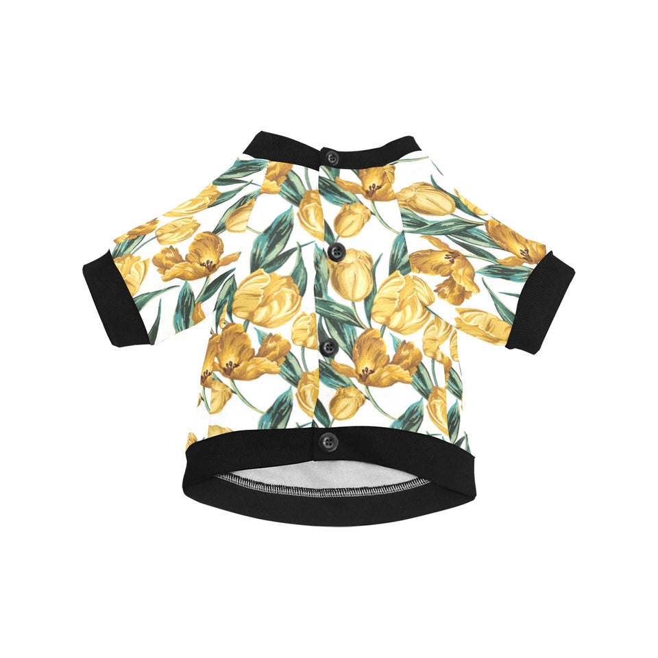 yellow tulips pattern All Over Print Pet Dog Round Neck Fuzzy Shirt