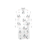 Penguin pattern Men's Long Sleeve Belted Night Robe