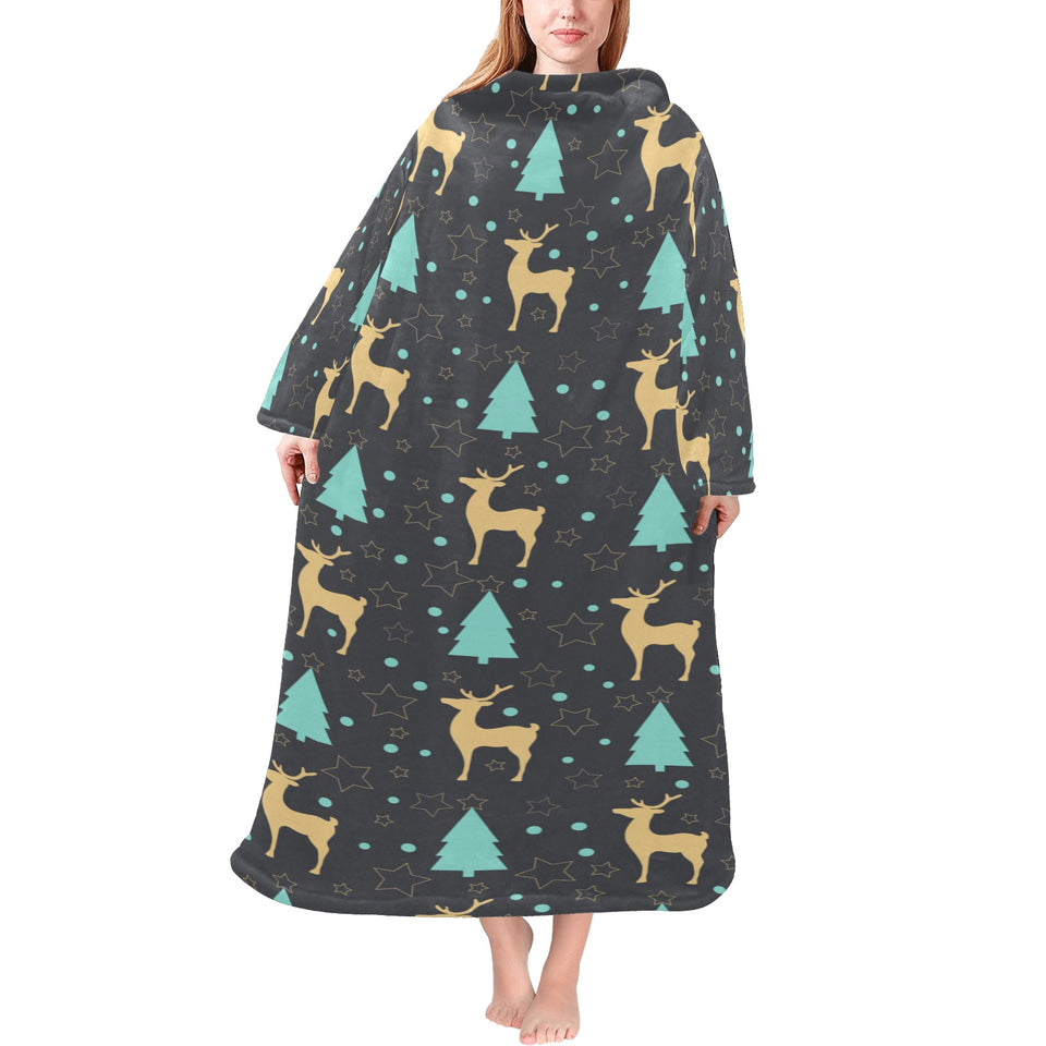 Deers star tree pattern Blanket Robe with Sleeves