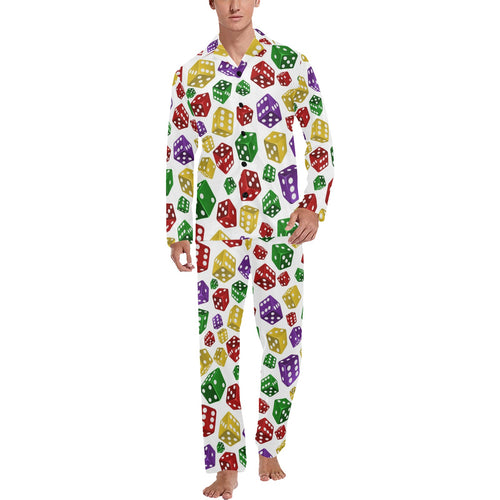 Dice Pattern Print Design 03 Men's Long Pajama Set