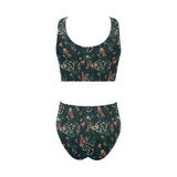 Snake forest pattern Chest Bowknot High Waisted Bikini Swimsuit