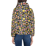 Beer type pattern Women's Padded Hooded Jacket